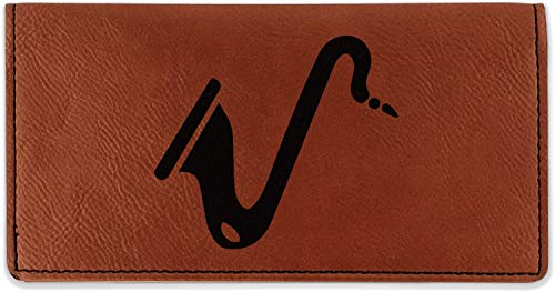 RNK Shops Personalized Musical Instruments Leatherette Checkbook Holder - Double Sided