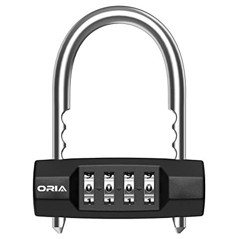 ORIA 4-Digit Combination Padlock, Combination Resettable Locks with Adjustable Shackle, Security Number Lock, Zinc Alloy Material, Waterproof Padlock for Gym, Bicycle, Toolbox, Luggage, Cabinet etc Cover