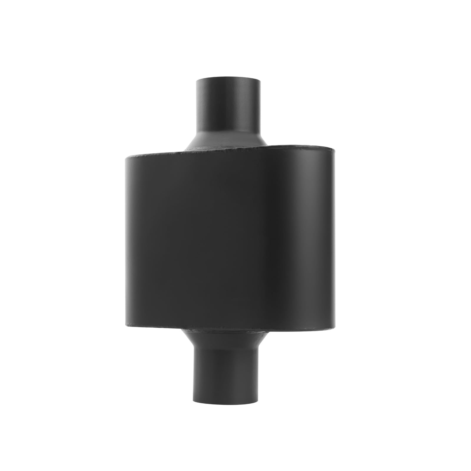 A-KARCK Single Chamber Muffler 2.5" Center Inlet 2.5" Dual Outlet, 13" Overall Length Aluminized Steel Aggressive Sound Race Muffler