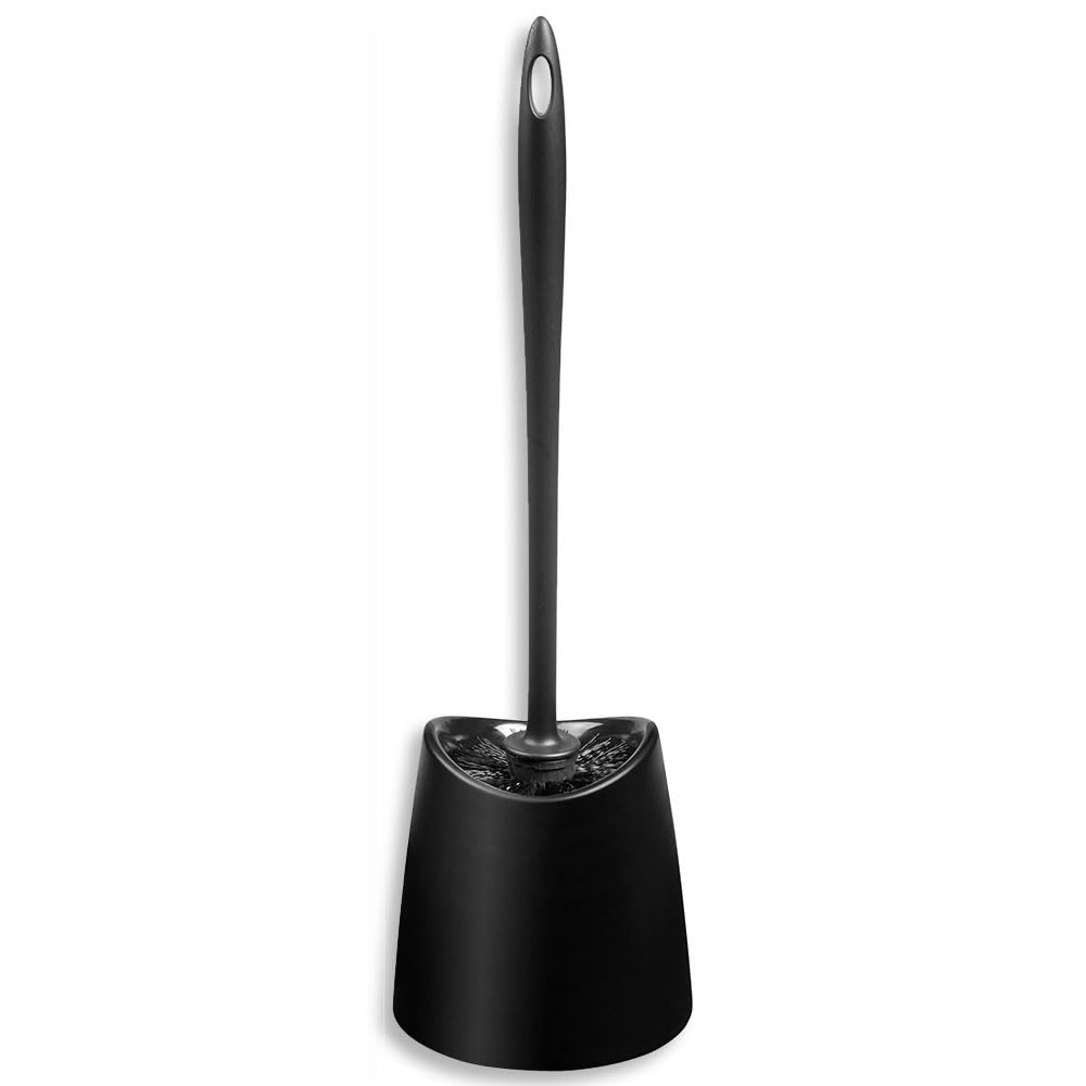 TATAY WC Borstel | Stevig Kunststof | Modern Design | Duurzame Borstelkop voor Dagelijkse Hygiëne | Meerdere Kleuren Beschikbaar | Compacte Badkamer Accessoire | 12 x 12 x 38 cm – Zwart