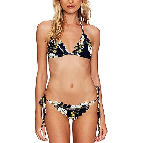 YOUTIAN Tankini Women's Tummy Control Ruffles Tummy Control Sexy Push Up Swimsuits Swimwear V-Neck Beachwear Beach Bikini Swimsuit Tankini Set for Women High Waist Bikini, blue, L Cover