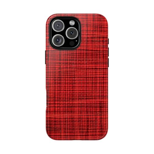 Coque iPhone 16 Pro Max motif écossais rouge antichoc brillante