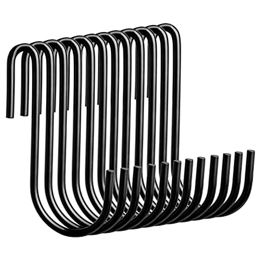 Mazheny 20-pack tunga S-krokar svarta S-formade krokar hängande hängare krokar för kök, badrum, sovrum och kontor: Kruka, handdukar, kläder, väska, växter (svart)