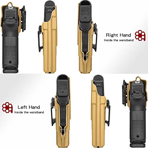 Glock 19 Holster Iwb Kydex Holster Fit: Glock 19/19X/44/45 Gen(3-5) & Glock 23/32 Gen(3-4) Pistol | Inside Waistband | Adjustable Cant | Usa Made By Amberide (Coyote Brown, Left Hand Draw (Iwb)) #TOP2