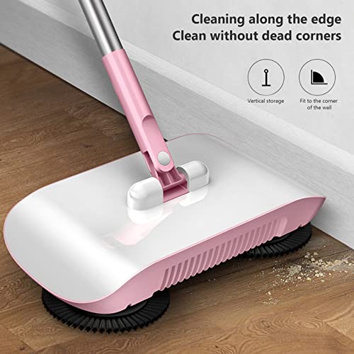 Naisicore Hand Push Sweeper, 3 In 1 Manual Mop Vacuum Cleaner, Sweeping Mop Crumb Sweeper, Home Cleaning Tool For Sweeping Mopping Hardwood Surfaces,Wood Floors (Pink) #TOP2