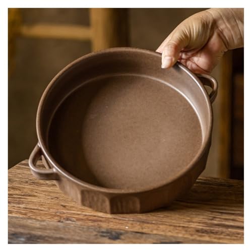 Plat de cuisson rustique en faïence brute qui garde les plats chauds - 6