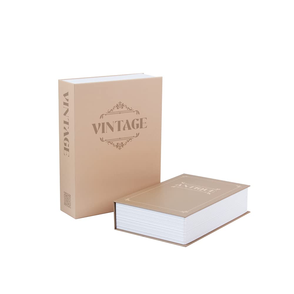 Limitless Hidden Book Safe Metallschlossbox mit 3-stelligem Zahlenschloss, 2er-Pack (Antik/Vintage)