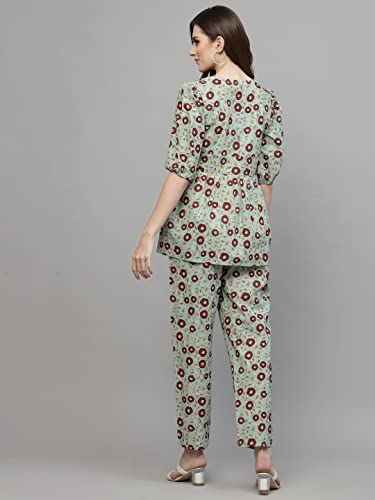 Image of Stylum Women's Self Woven Kantha Cotton Kurti Pant Set