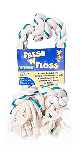 Booda Fresh-N-Floss 3 Knot Tug Rope Dog Toy, Large, Spearmint #TOP4