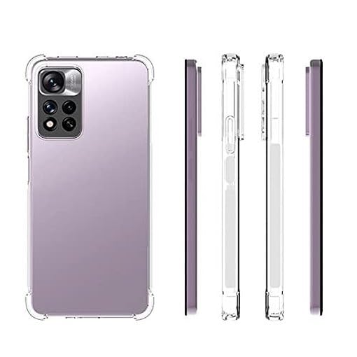 Image of BOXXO Flexible Back Cover for Mi Redmi Note 11T 5G | Back Cover Transparent Clear Shockproof Case Four Corner Protection | Slim Protective Mobile Phone Cover for Mi Redmi Note 11T 5G