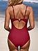 SOCIALA Bathing Suit for Women Tummy Control Ruched One Piece Swimsuit Scalloped Swimwear Burgundy S