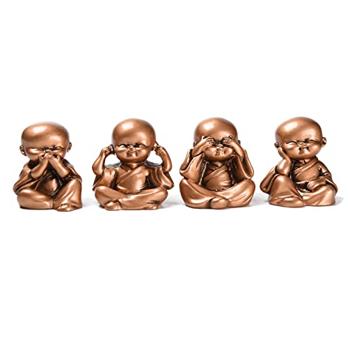 Set de 4 estatuas de monjes en resina decorativas