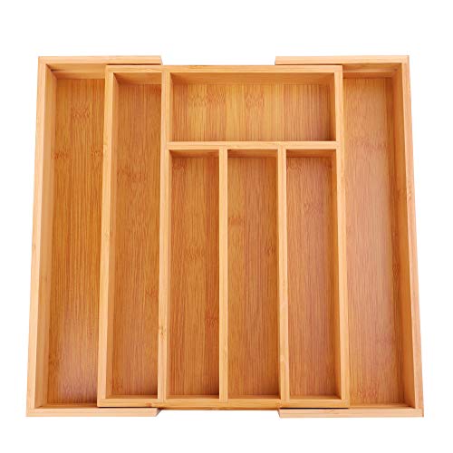 Bambú Expandible Organizador de Cajones Ajustable Bandeja de Cubiertos Cover