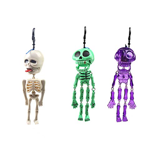 NUOBESTY 3Pcs Halloween Scary Skeleton Pull Spoof Props Plastic Spooky Skull Skeleton Frames Table Decors