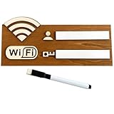Letrero De Contraseña De Wifi De Madera, Tablero De Red Inalámbrica Reutilizable | Decoración De Pared Adhesiva Borrable, Marco De Acceso Wifi Para Decoración Del Hogar, Pantalla De Contraseña De