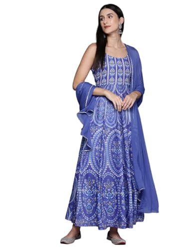 Kurta Anarkali femme Varanga imprimé floral robe ethnique dupatta