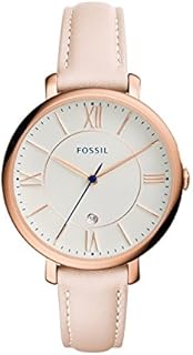 Fossil Damenuhr Jacqueline, Quarzwerk, 36mm Rose Gold Edelstahlgehäuse mit Lederarmband, ES3988
