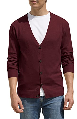 Cardigan en laine doux pour homme avec boutons et tricot léger classique