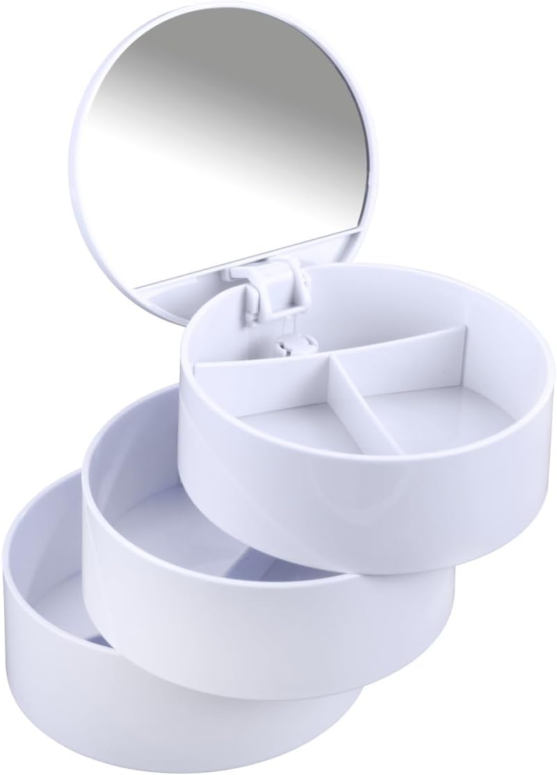 Wenko Cosmetic-Tower with 3 compartments/mirror in white, ABS, 13 x 13 x 14 cm