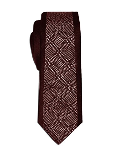 Remo Sartori   Corbata Slim Estrecha Fantasía Príncipe de Gales, Made in Italy, Hombre, burdeos, Talla única