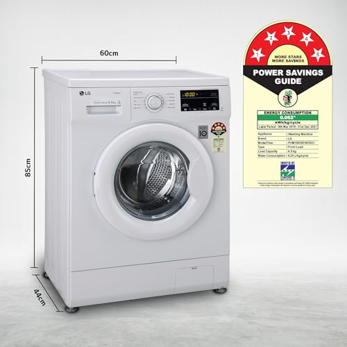 Image of LG 6.5 Kg, 5 Star, Direct Drive Technology, Steam Wash, 6 motion DD, Smart Diagnosis, Fully Automatic Front Load Washing Machine (FHM1065SDW, Allergy Care, In-Built Heater, Touch Panel, White)