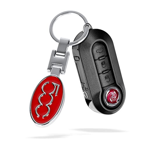 OYDDL Universal Keychain with Logo Car Compatibal With Fiat 500 500e 500c 500l 500x Accessories (Red)