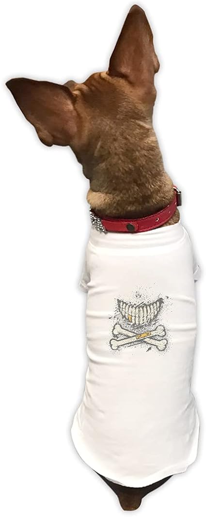 Amazon 犬服 Tシャツ Lサイズ 小型犬用 袖あり 半袖 ホワイト 犬専用 T Shirts ドッグ ペットウェア ペット服 カジュアル おしゃれ コットン 綿 スカル かっこいい おしゃれ Igsticker 家電 カメラ