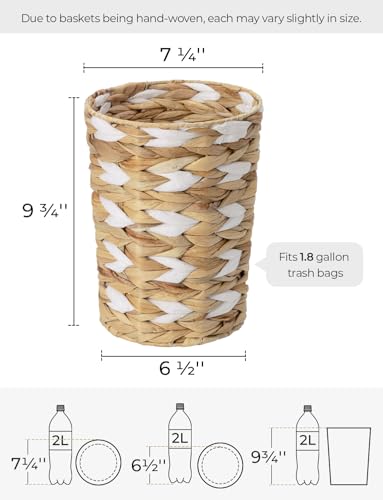 Image of StorageWorks Wicker Waste Basket, Small Trash Can, Rattan Trash Basket with Handwoven Water Hyacinth and Paper Rope, Wicker Garbage Can for Bathroom, Bedroom, 1 Pack