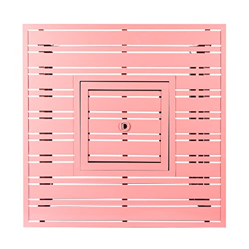 Image of Square 32 in. x 32 in. Aluminum Propane Fire Pit Table with Glass Beads, Two Covers, Lid, 37,000 BTUs in Pink Finish