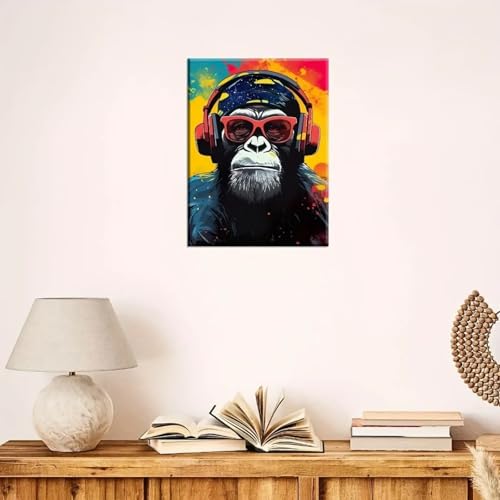 Toile singe avec casque et lunettes pour exprimer votre style