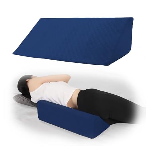 Jacobable Bed Wedge Pillow for Side Sleeping Sponge Filled Body Positioning Triangle Pillow Suitable for Pregnancy and Surgery Prevent Bed Sore for Leg and Back Support with Pillow Case (Dark Blue)