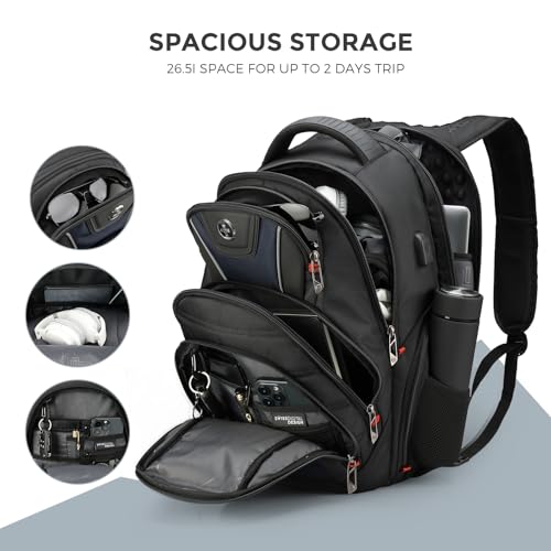 Image of Swissdigital Design Men's Laptop Backpack for Women,Large Capacity Business Travel Backpack Black /Blue | J14-12