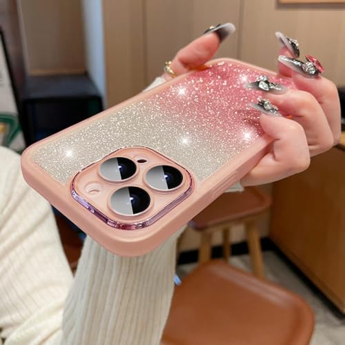 Coque paillettes iPhone 12 Pro transparente antichoc en silicone premium avec paillettes rose