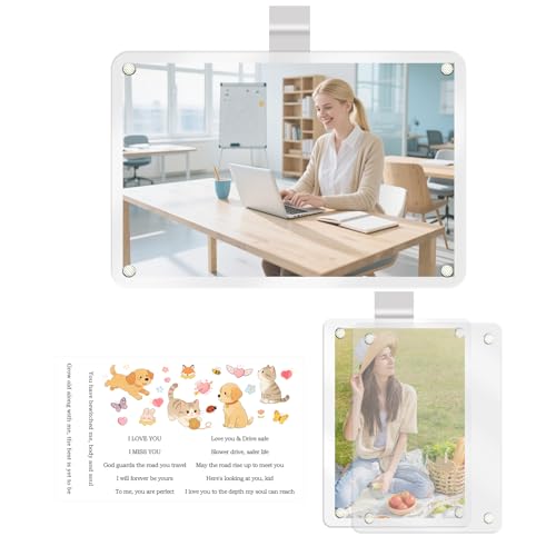 Image of 2Pcs Car Sun Visor Photo Folder, Meaningful Car Accessories for Women Acrylic Magnetic Visor Photo Clip for 3 inch & 4 inch Photos, Holiday Gifts Suitable for Gifting to Family & Friends