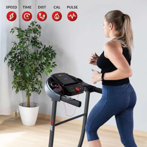 FITFIU Fitness MC-200 - Tapis de Course avec Inclinaison, Pliable, Ultra-Compact et Silencieux, écran LCD avec 12 programmes, Moniteur de fréquence Cardiaque, Utilisation à Domicile/au Bureau – Image 4