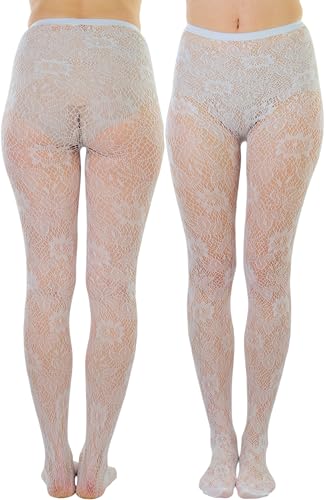 Image of ToBeInStyle Women's Elegant Floral Lace Inspired Spandex Net Full Length Tights