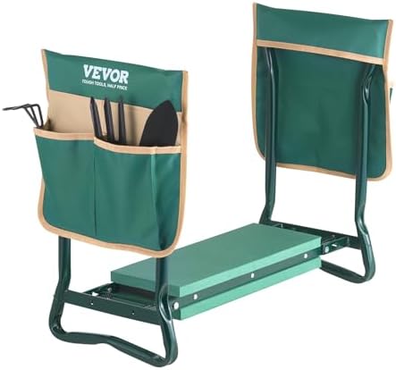 VEVOR Garden Kneeler and Seat Heavy Duty, Portable Garden Stool with 6'' EVA Kneeling Pad and 2 Tool Bags, Folding Garden Bench to Relieve Knee & Back Pain, Great Gifts for Seniors, Family Gardeners - Thumbnail 4