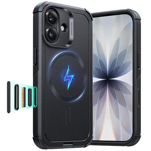 ESR for iPhone 17 Case, 7X Military-Grade Drop Protection, Shock-Absorbing Rugged Cover with Camera Control Button, MagSafe Accessories Compatible, Cyber Series, Black