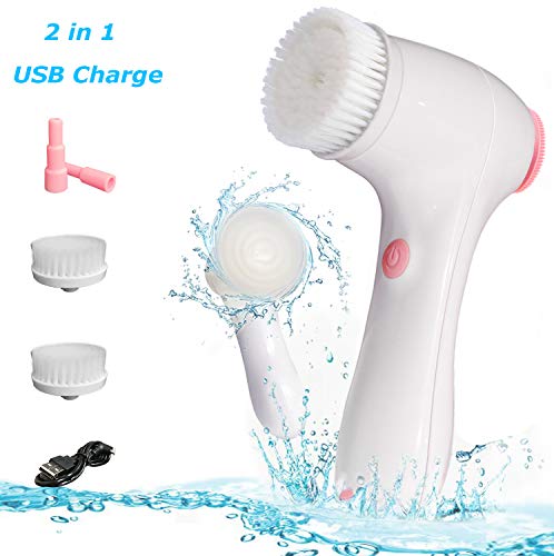 Facial Cleansing Brush, Spin Exfoliating Face Brush with Makeup Brush Wash and Dry,Electric Face Scrubber USB Charging