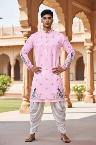 Image of Trustous Men's Pure Cotton Kurta Dhoti Set | Traditional Ethnic Wear for Festive, Wedding & Puja Occasion