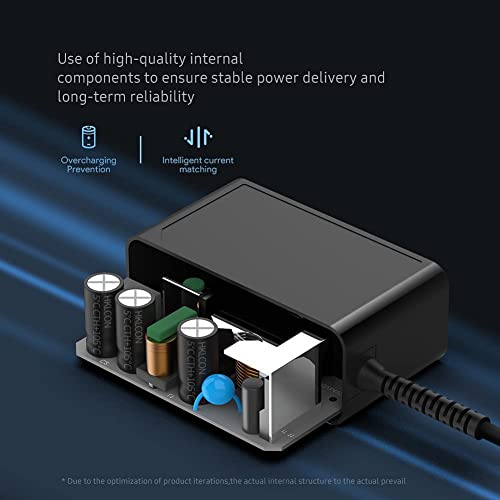 HKY 24W 12V 2A Bloc d'alimentation Chargeur Universel,AC/DC Adaptateur Secteur Universel,Alimentation à Découpage 5,5 x 2,1mm avec 7 Connecteurs Embouts DC,180cm,Prise 2 Broches,Power Adapter Supply