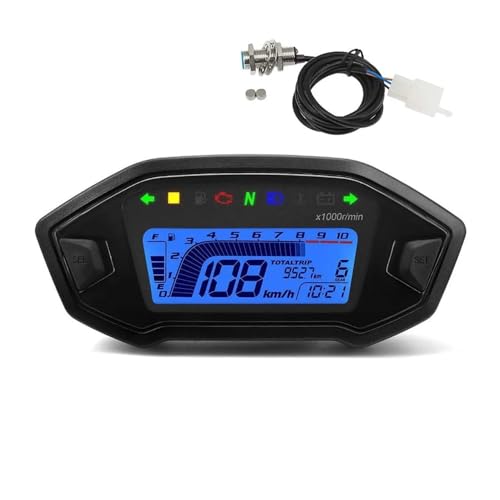 WSNZYT Tablero Instrumentos Motocicleta Sensor de Instrumentos para Motocicleta, tacómetro, medidor de 10000 RPM, odómetro para Tablero, tacómetro KMH con Alarma