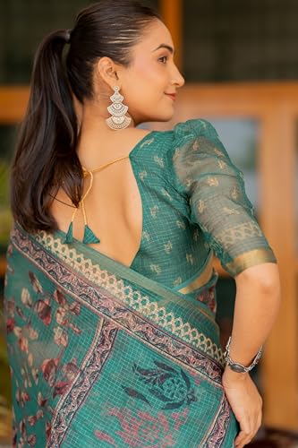 Image of MIRCHI FASHION Lightweight Kota Doria Cotton Saree | Floral Printed Summer Saree for Women | Breathable Ethnic Daily Wear Saree with Blouse Piece