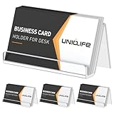 Uniclife 4er-Pack Acryl-Visitenkartenhalter für den Schreibtisch, 8,9 cm x 4,8 cm x 5 cm, horizontaler Visitenkartenständer, Visitenkartenorganizer für das Büro, Fassungsvermögen für 50 Kartenr