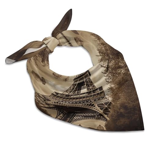 Silk Square Scarf Paris Eiffel Tower Neck Scarf for Women 18