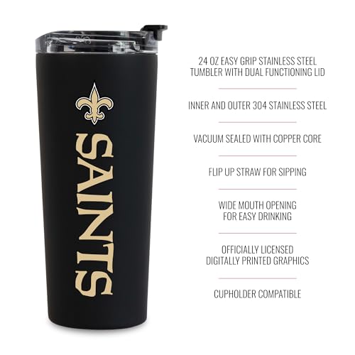 Image of Rico Industries NFL Football 24oz Stainless Steel Tumbler with Lid and Dual Functioning Lid
