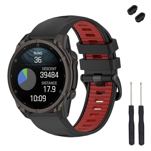 TopPerfekt 22mm�o���h Garmin Fenix 8 47mm�Ή� �\�t�g�V���R�������p�r���v�o���h ���X�g�o���h Instinct 3 45mm/Tactix 8 47mm/ Descent G1/G2�X�}�[�g�E�H�b�`�p ���f�B�[�X �����Y