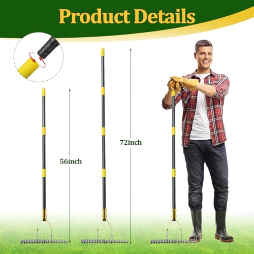 Rastrillo para jardín de acero con mango ajustable de 56 pulg. miniatura 3