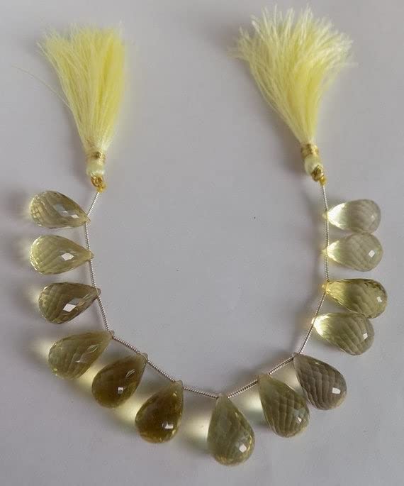 Lemon Quartz briolettes de qualité supérieure facettées en forme de goutte pour haute joaillerie