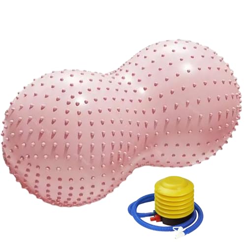 Genérico Bola de Yoga Estabilidad | Aparato de Masaje en Forma de Cacahuete, Globos De Gimnasio Ejercicio Con Bomba De Aire | Para Fitness En Casa, Oficina, Ejercicio Físico y Mujeres